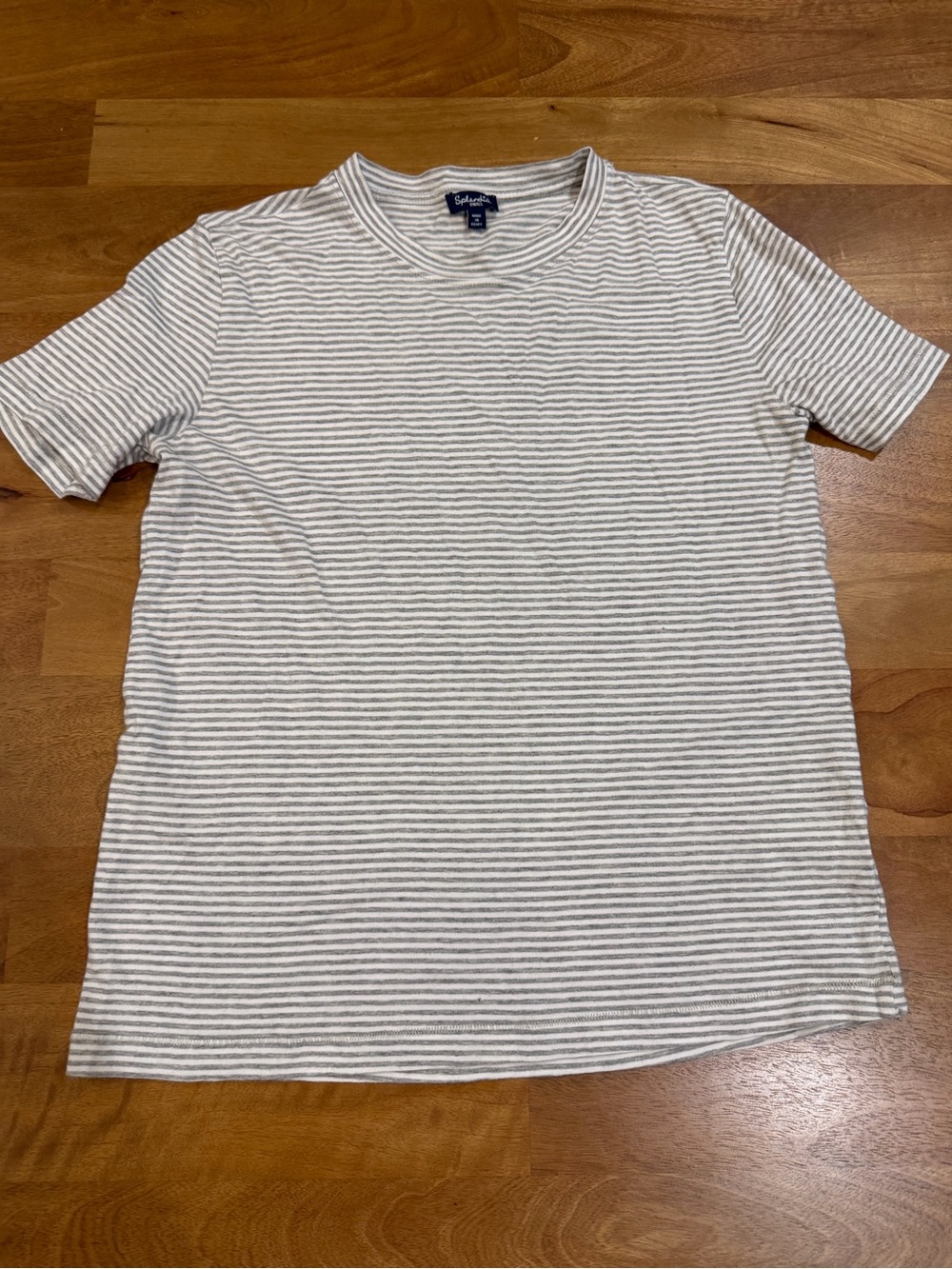 Splendid White and Gray Striped Crewneck Tee - Size Small